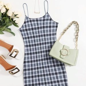 SHEIN plus blue plaid dress